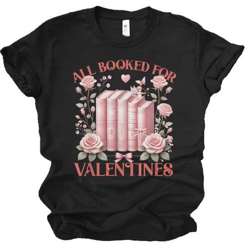 All Booked For Valentines Shirt Romantic Cupid Roses Books Unisex Jersey T-Shirt - Bookorys CA