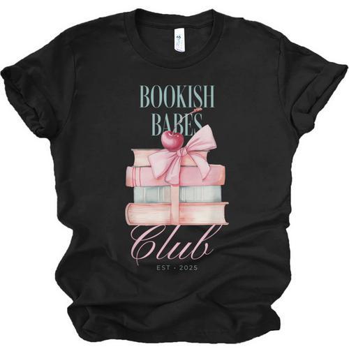 Bookish Babes Club Cute Pink Book Stack With Bow Unisex Jersey T-Shirt - Bookorys DE