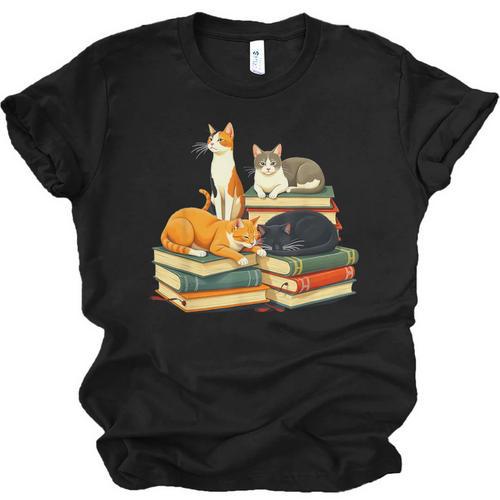 Bookish Cat Lover Cute Reading Squad Books & Kittens Love Unisex Jersey T-Shirt - Bookorys CA