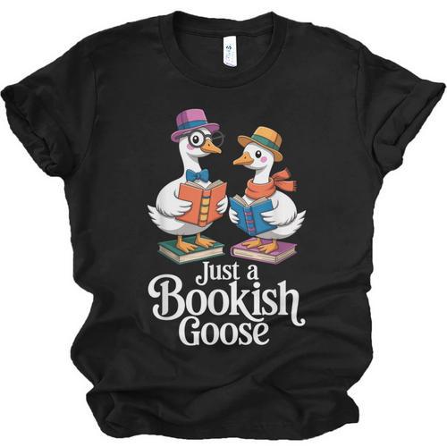 Bookish Goose Cute Geese With Hats Reading Books Unisex Jersey T-Shirt - Bookorys CA