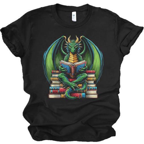 Books Dragon Reading Book Unisex Jersey T-Shirt - Bookorys AU