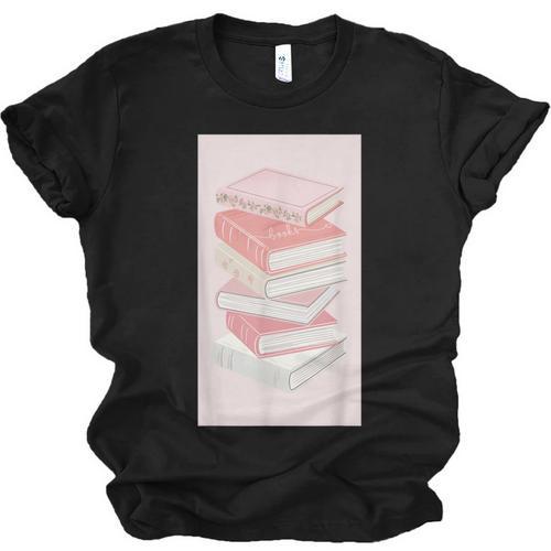 Books Flowers Art Flower Stack Pastel Feminine Unisex Jersey T-Shirt - Bookorys