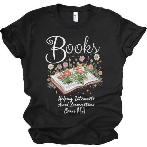 Books That Help Introverts Since 1454 Conversations Unisex Jersey T-Shirt - Raresse
