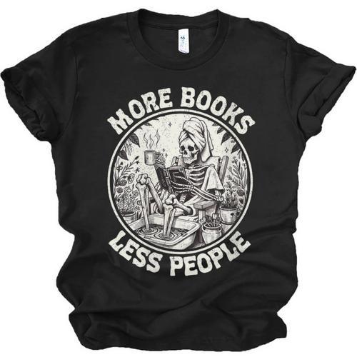 More Books Less People Introvert Skeleton Reading Unisex Jersey T-Shirt - Raresse