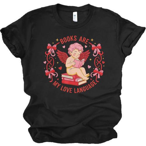 Books Are My Love Language Cupid Reading Book Valentines Day Unisex Jersey T-Shirt - Bookorys