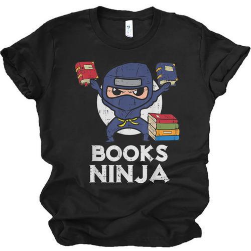 Books Ninja Read Reading Librarian Book Toddler Boys Kids Unisex Jersey T-Shirt - Bookorys CA