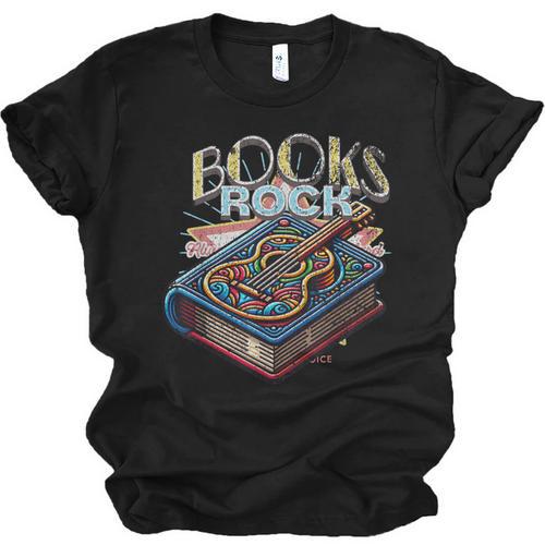 Books Rock Rock'n Roll Science Of Reading Teachers Guitar Unisex Jersey T-Shirt - Bookorys DE