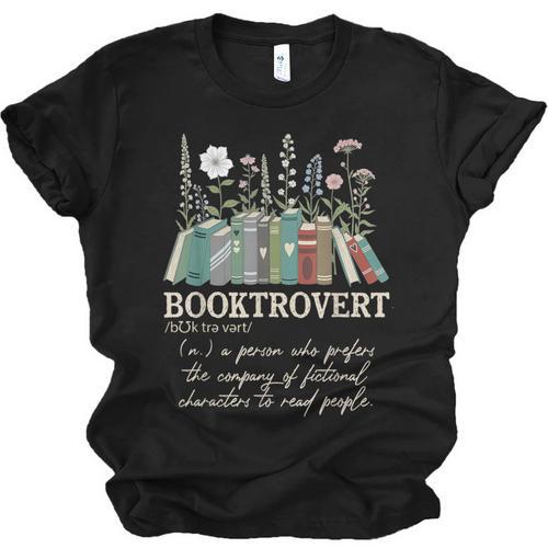 Booktrovert Definition Floral Books Reading Teacher Library Unisex Jersey T-Shirt - Bookorys DE