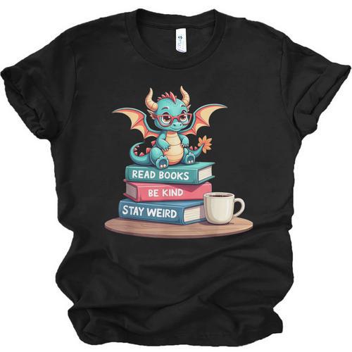 Bookworm Book Dragon Read Books Be Kind Stay Weird Unisex Jersey T-Shirt - Bookorys CA