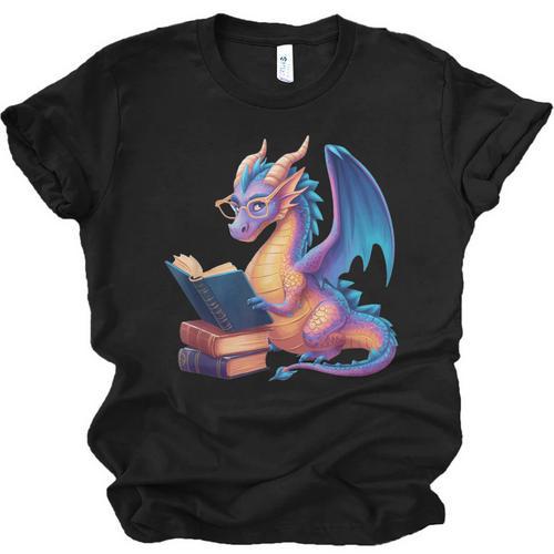 Bookworm Book Lover Women Girls Dragon Reading Unisex Jersey T-Shirt - Bookorys AU