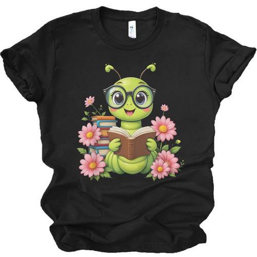 Bookworm Costume Kawaii Reading Worm For World Book Day Unisex Jersey T-Shirt - Bookorys CA