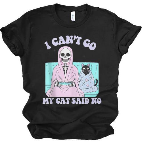 I Can't Go My Cat Said No Introvert Anxiety Cat Lover Unisex Jersey T-Shirt - Raresse