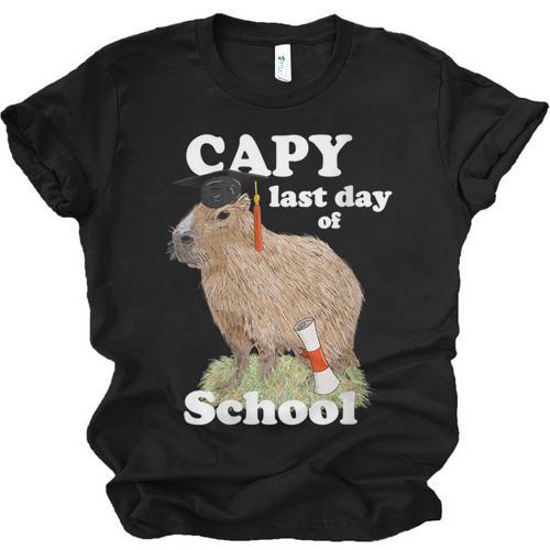 Capy Last Day Of School Capybara Graduation Quote Unisex Jersey T-Shirt - Best Gift Smart