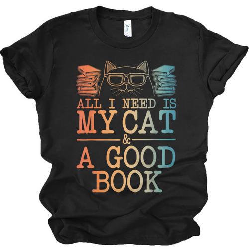 Cat & Book Art For Men Women Cat Librarian Novel Book Lover Unisex Jersey T-Shirt - Bookorys