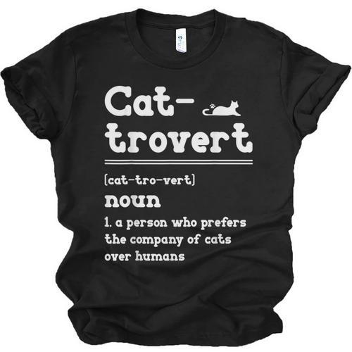 Cat-Trovert Definition Cat Introvert Pet Lover Unisex Jersey T-Shirt - Raresse