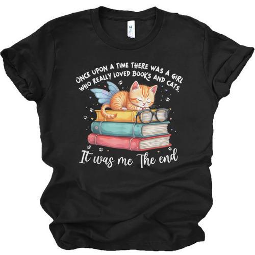 Cats And Books Easily Distracted By Book & Cat Lover Men Women Kids Unisex Jersey T-Shirt - Bookorys DE