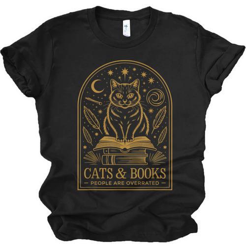 Cats And Books Because People Are Overrated Unisex Jersey T-Shirt - Bookorys AU
