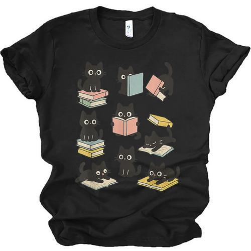 Cats Reading Books Cat Lover Unisex Jersey T-Shirt - Bookorys CA