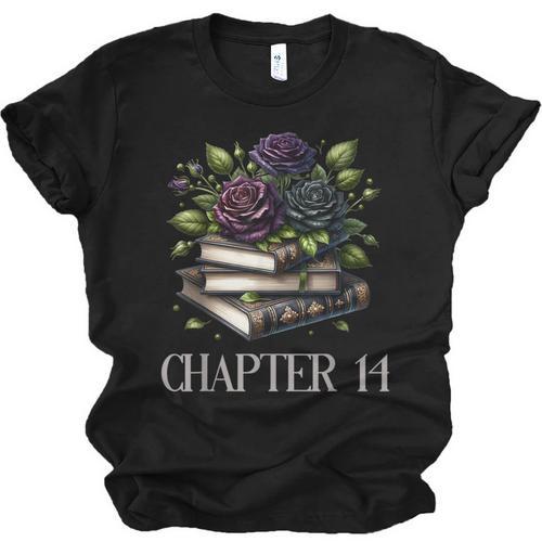 Chapter 14 14th Birthday Girls Book Lovers Gothic Flowers Unisex Jersey T-Shirt - Bookorys CA