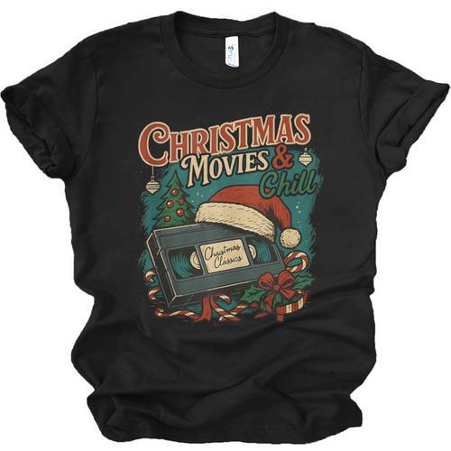 Christmas Movies Chill Retro VHS Holiday Nostalgia Unisex Jersey T-Shirt - Figerry