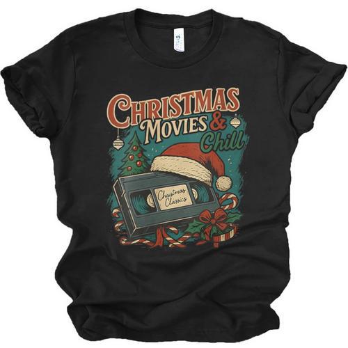 Christmas Movies Chill Retro VHS Holiday Nostalgia Unisex Jersey T-Shirt - Figerry