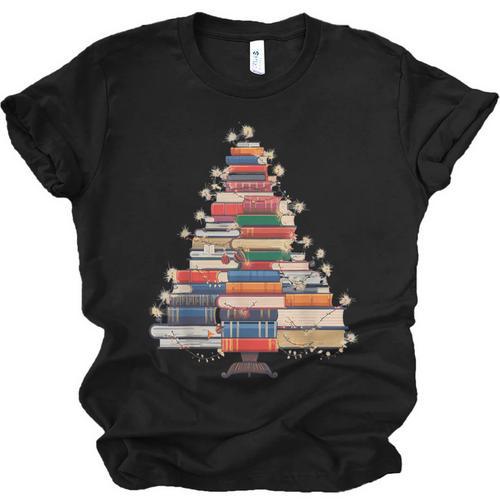 Christmas Tree Book Bookworm Unisex Jersey T-Shirt - Bookorys AU