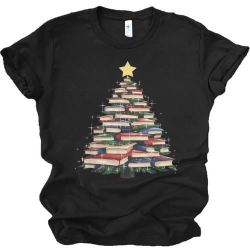 Christmas Tree Books Book Reading Bookworm Unisex Jersey T-Shirt - Bookorys CA