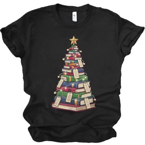 Christmas Tree Of Books For Readers And Librarians Unisex Jersey T-Shirt - Bookorys