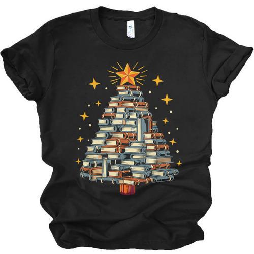 Christmas Tree Books Unisex Jersey T-Shirt - Bookorys AU