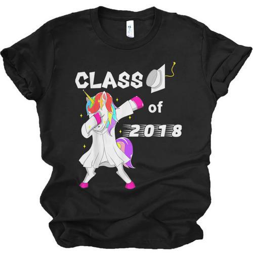 Class Of 2018 Graduation Him Her Unicorn Dabbing Shirt Unisex Jersey T-Shirt - Best Gift Smart