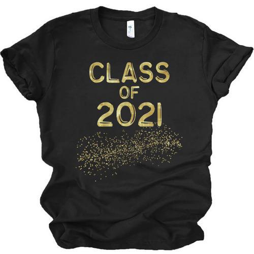 CLASS Of 2021 Gold Bokeh Confetti Fun Graduation Unisex Jersey T-Shirt - Best Gift Smart