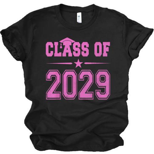 Class Of 2029 Pink Girls Shirt Graduation Unisex Jersey T-Shirt - Best Gift Smart
