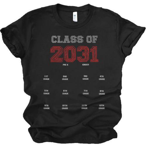 Class Of 2031 Graduation T-Shirt With Space For Hand Prints Unisex Jersey T-Shirt - Best Gift Smart