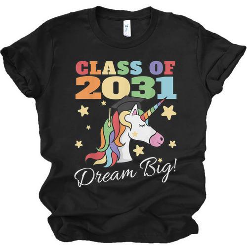 Class Of 2031 Magical Unicorn Graduation Cap Unisex Jersey T-Shirt - Best Gift Smart