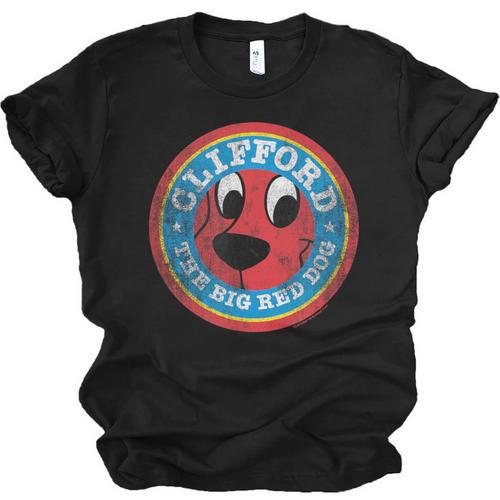 Clifford The Big Red Dog Round Distressed Logo Kids Books Unisex Jersey T-Shirt - Bookorys