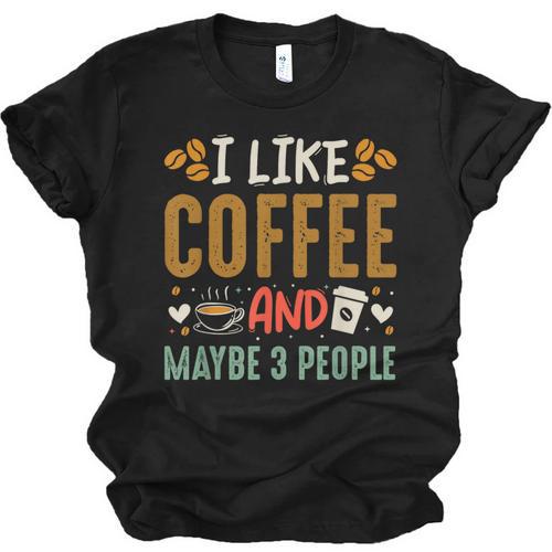 Coffee & Introvert Humor Tee Quote Cute Font Unisex Jersey T-Shirt - Raresse