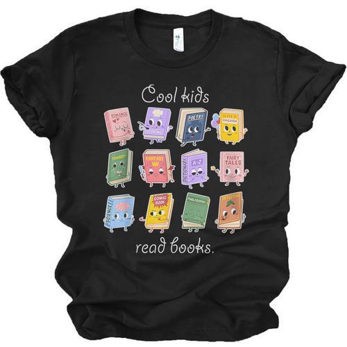 Cool Kids Read Books School Librarian Reading Teacher Unisex Jersey T-Shirt - Bookorys