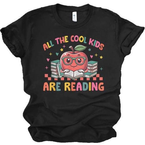 All The-Cool Kids Are Reading Book Lover Librarian Bookworm Unisex Jersey T-Shirt - Bookorys CA