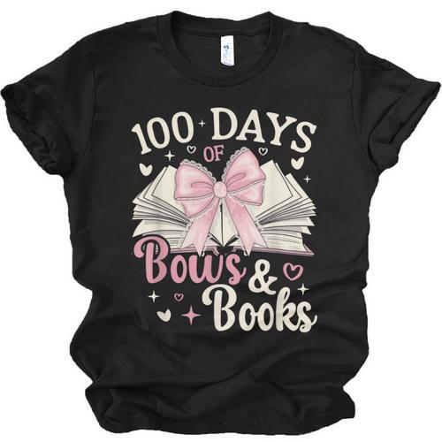 Coquette 100 Days Of Bows Books Reading 100th Day Of School Unisex Jersey T-Shirt - Bookorys