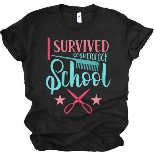 Cosmetology Graduation Tee I Survived Cosmetology School Unisex Jersey T-Shirt - Best Gift Smart