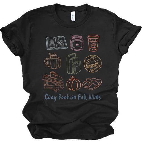 Cozy Bookish Fall Vibes Pumpkin Latte Books Autumn Reading Unisex Jersey T-Shirt - Bookorys