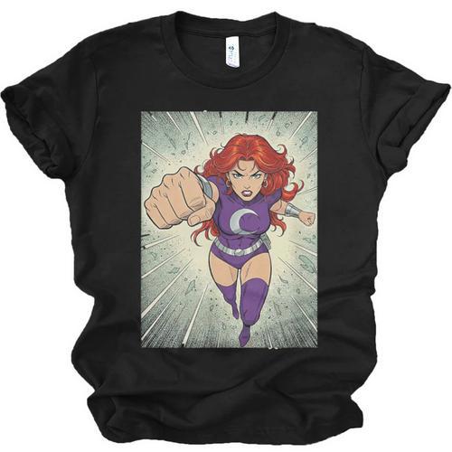 The Crimson Crescent 90s Retro Comic Book Superheroine Art Unisex Jersey T-Shirt - Bookorys CA