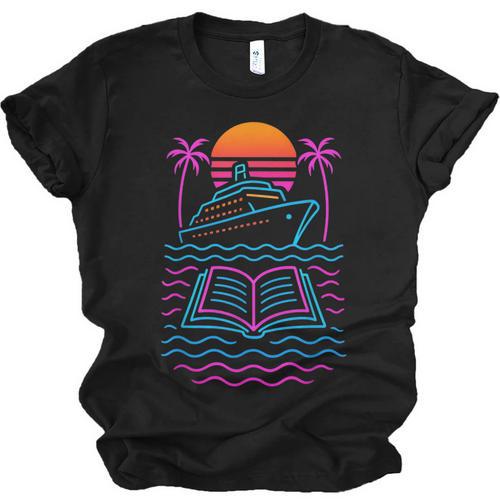 Cruise Ship Vacations Reading Book Lovers Sunset Unisex Jersey T-Shirt - Bookorys AU