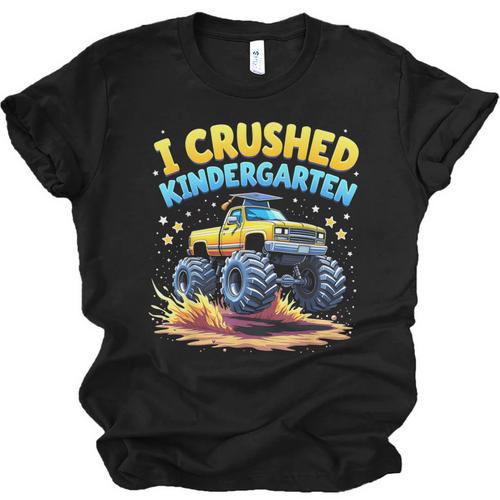 I Crushed Kindergarten Monster Truck Graduation Boys Kids Unisex Jersey T-Shirt - Best Gift Smart