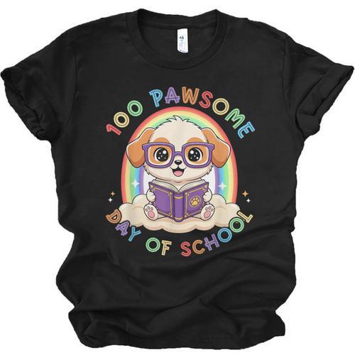 Cute 100th Day Of School 100 Days Dog Reading Book Rainbow Unisex Jersey T-Shirt - Bookorys CA