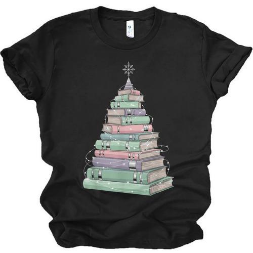 Cute Bookmas Christmas Book Tree Book Lover Teacher Unisex Jersey T-Shirt - Bookorys UK