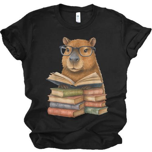 Cute Capybara Reading Books Animal Capybara Bookworms Unisex Jersey T-Shirt - Bookorys CA