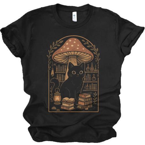 Cute Cat Grunge Cottagecore Therian Clothing Book Lover Unisex Jersey T-Shirt - Bookorys AU