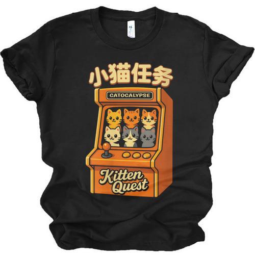 Cute Cats Retro 1980's Arcade Nostalgia Old Game Cabinet Unisex Jersey T-Shirt - Figerry