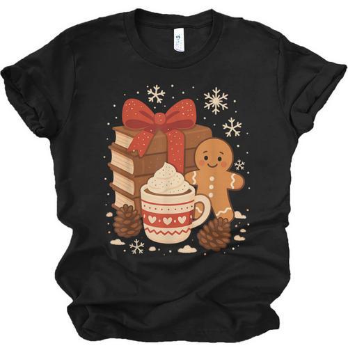 Cute Christmas Books Gingerbread Xmas Book Lover Teacher Unisex Jersey T-Shirt - Bookorys